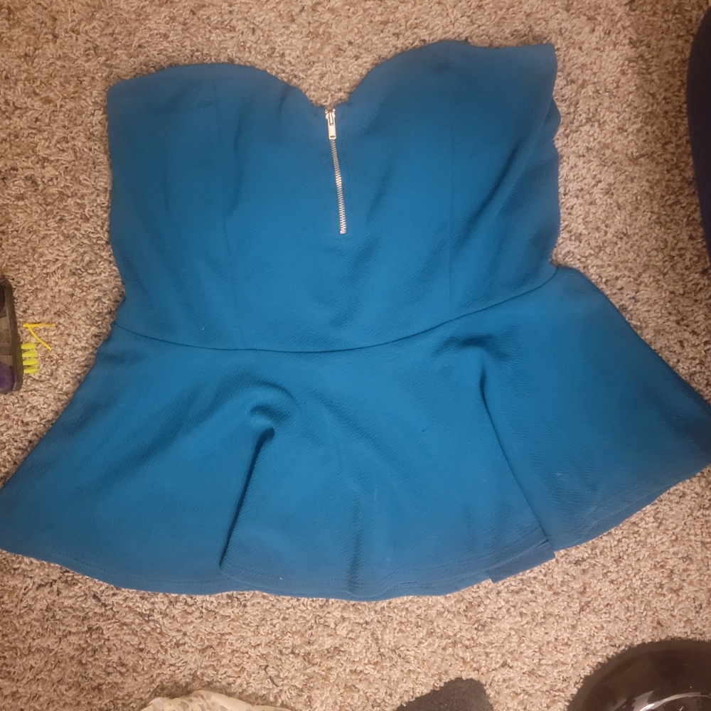 Turquoise peeplum blouse